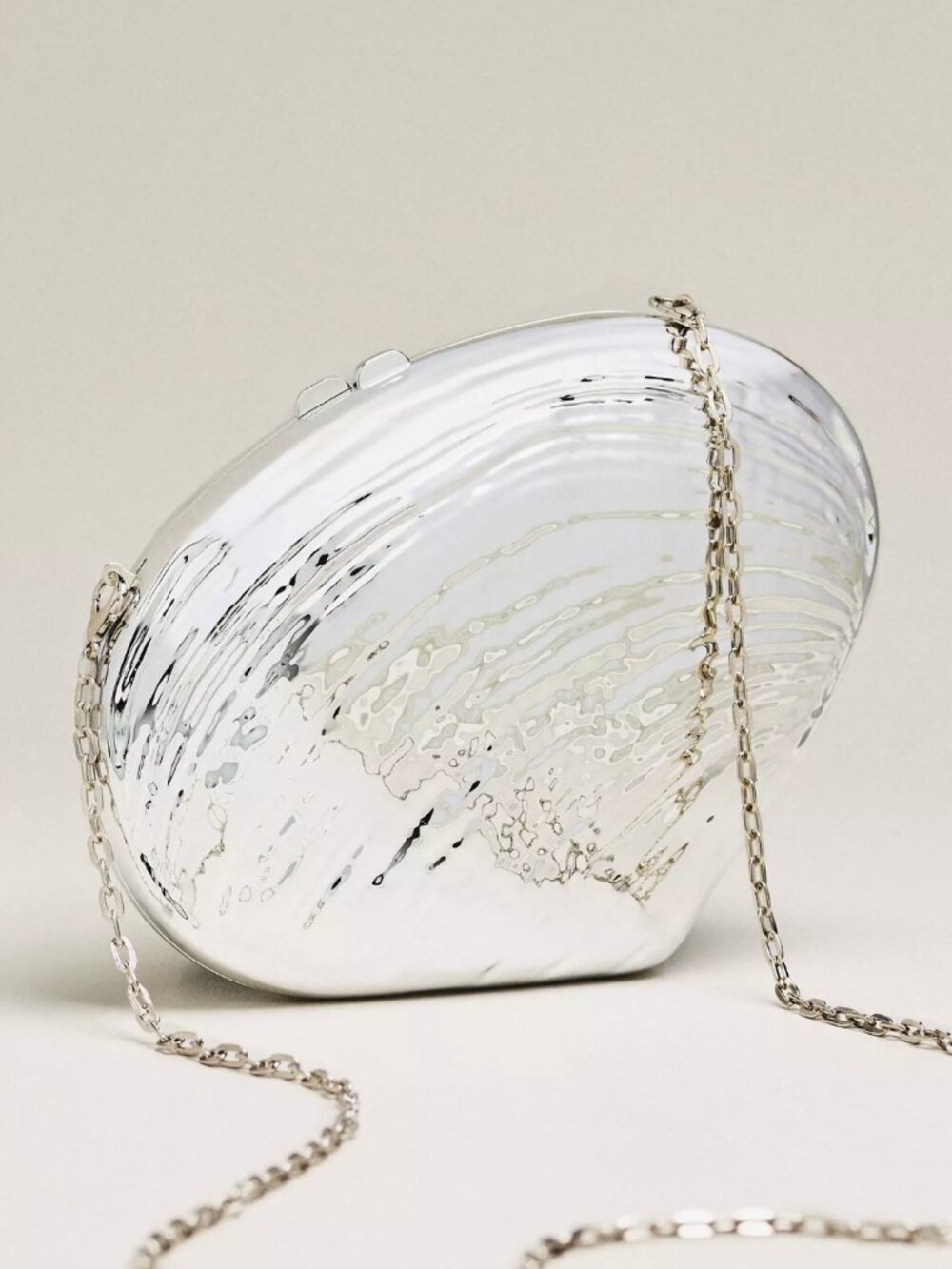 Anthropologie Silver Shell Crossbody